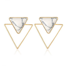 17KM Bohemian Triangle Stud Earrings For Women Gold Color Geometric Double sided Blue Stone Earring 2018 New Fashion Jewelry