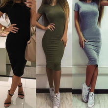 1pcs Womens Dress Vestido Short Sleeve Slim Bodycon Dress Tunic Crew Neck Casual Pencil Dress 2018 New Arrival