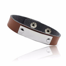 2017 New Design Genuine Leather Chụp Nút Bracelet Với Blank Tấm Kim Loại, 10 cái/lốc, miễn phí vận chuyển