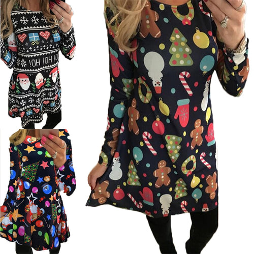 2018 Autumn Women Christmas Dress 5XL Plus Size New Year Festival Large Size Long Sleeve Tree Casual vintage Winter Dress Ladies