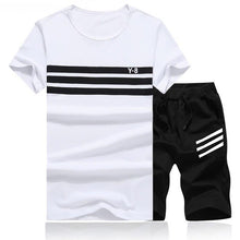 2018 Mùa Hè Mới Men Đặt 2 CÁI Sporting Suit Ngắn Tay áo T + Quần Short Hai Mảnh Set Sweatsuit + quần Nhanh Khô Tracksuit Men