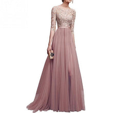 2018 Mới Thanh Lịch Đầy Đủ Tay Áo Voan Ren Khâu Tầng-chiều dài Phụ Nữ Đảng Prom Evening Red Dài Ăn Mặc Nữ Quần Áo quần áo