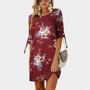 2018 Women Summer Dress Boho Style Floral Print Chiffon Beach Dress Tunic Sundress Loose Mini Party Dress Vestidos Plus Size 5XL