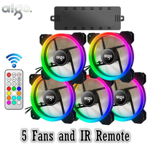 Aigo yêu DR12 3 cái Trường Hợp Máy Tính PC Làm Mát Fan RGB Điều Chỉnh các DẪN 120 mét Yên Tĩnh + IR Từ Xa máy tính Mới cooler Làm Mát RGB Trường Hợp Fan Hâm Mộ CPU