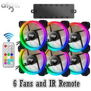 Aigo yêu DR12 3 cái Trường Hợp Máy Tính PC Làm Mát Fan RGB Điều Chỉnh các DẪN 120 mét Yên Tĩnh + IR Từ Xa máy tính Mới cooler Làm Mát RGB Trường Hợp Fan Hâm Mộ CPU