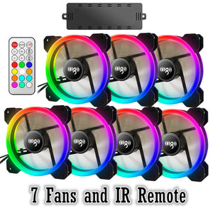 Aigo yêu DR12 3 cái Trường Hợp Máy Tính PC Làm Mát Fan RGB Điều Chỉnh các DẪN 120 mét Yên Tĩnh + IR Từ Xa máy tính Mới cooler Làm Mát RGB Trường Hợp Fan Hâm Mộ CPU