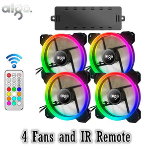 Aigo yêu DR12 3 cái Trường Hợp Máy Tính PC Làm Mát Fan RGB Điều Chỉnh các DẪN 120 mét Yên Tĩnh + IR Từ Xa máy tính Mới cooler Làm Mát RGB Trường Hợp Fan Hâm Mộ CPU