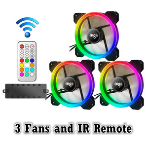 Aigo yêu DR12 3 cái Trường Hợp Máy Tính PC Làm Mát Fan RGB Điều Chỉnh các DẪN 120 mét Yên Tĩnh + IR Từ Xa máy tính Mới cooler Làm Mát RGB Trường Hợp Fan Hâm Mộ CPU