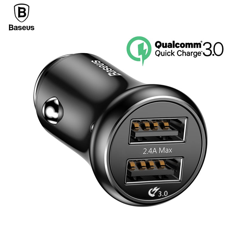 Baseus Dual USB Car Charger Quick Charge 3.0 Car-charger QC3.0 Turbo Car Mobile Phone Charger For iPhone X Samsung Car Charging