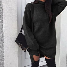 Bigsweety Women Autumn Knit Sweater Dress 2018 Fashion Turtleneck Side Split Elastic Solid Color Knitted Dress Vestidos 2018 New