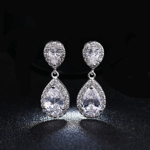 Charm Trắng/Hồng/Vàng Vàng Màu Drop Shipping Dài Nước Earrings Rõ Ràng Pha Lê Nail Drop Bông Tai Phụ Nữ Dazzling Cưới quà tặng AE331