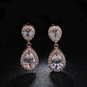 Charm Trắng/Hồng/Vàng Vàng Màu Drop Shipping Dài Nước Earrings Rõ Ràng Pha Lê Nail Drop Bông Tai Phụ Nữ Dazzling Cưới quà tặng AE331