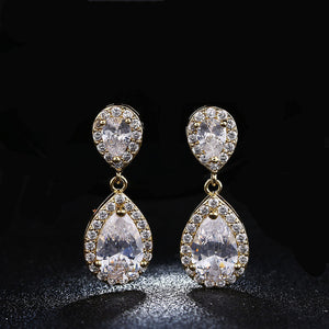 Charm Trắng/Hồng/Vàng Vàng Màu Drop Shipping Dài Nước Earrings Rõ Ràng Pha Lê Nail Drop Bông Tai Phụ Nữ Dazzling Cưới quà tặng AE331