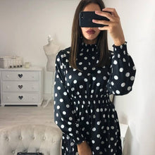 DeRuiLaDy 2018 Women Stand Neck Long Sleeve Leopard Print Dress Autumn Winter Elegant Mini Dresses Female Casual Dress Vestidos