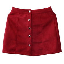 Fashion Elegant Women Ladies Summer Skirts High Waist Single Breasted Solid Slim A-Line Suede Leather Mini Skirts 2 Style