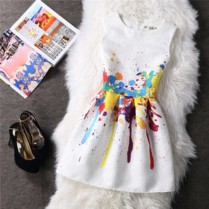 Free Shipping 2018 Summer Floral Print Dress Sleeveless Vest Party Dresses Womne A-Line Belle Dress Vestidos Charming Clothing