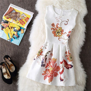 Free Shipping 2018 Summer Floral Print Dress Sleeveless Vest Party Dresses Womne A-Line Belle Dress Vestidos Charming Clothing