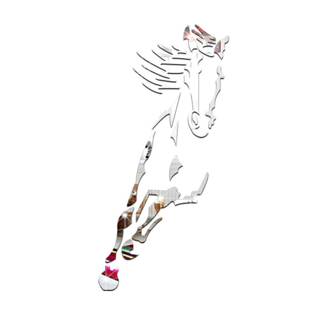 Funlife 3D Horse Tường Sticker Diy Tường Poster Dán Gương Tường Trang Trí phòng khách Nhựa phụ kiện trang trí nhà