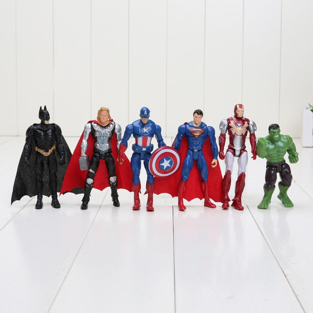 Hasbro Marvel 6 cái/bộ 8-10 cm Siêu Anh Hùng The Avengers hành động hình Đồ Chơi Spiderman Captain America Hulk batman thor đồ chơi siêu nhân