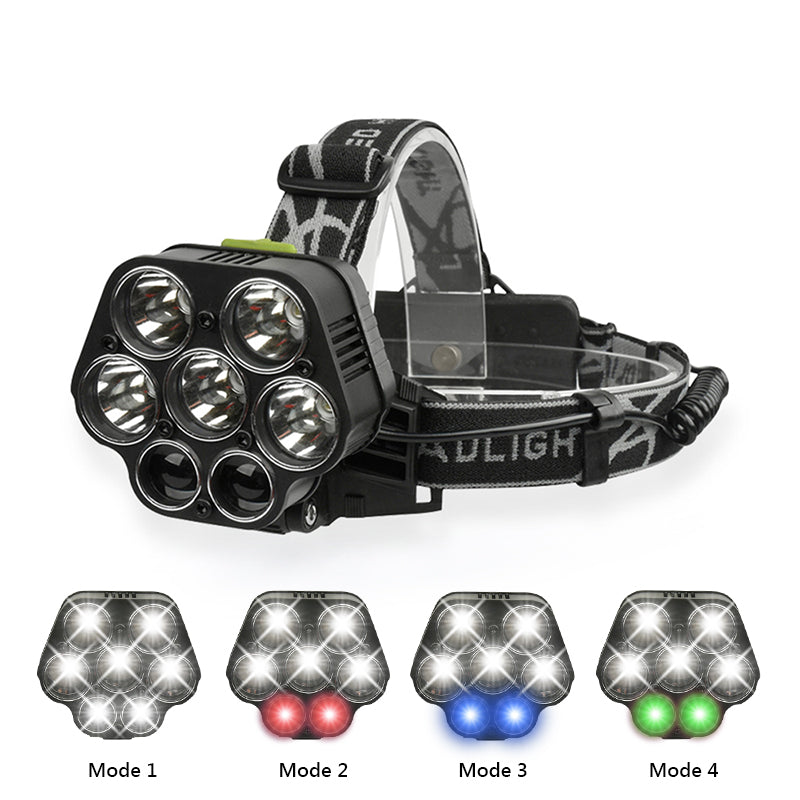 LED Headlamp USB Rechargeable headlight CREE XML-T6 Lantern 20000 lumens LED Flashlight White red green blue Head Lamp 2*18650