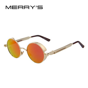 MERRY'S Phụ Nữ Cổ Điển Steampunk Sunglasses Thiết Kế Thương Hiệu Round Sunglasses Oculos de sol UV400