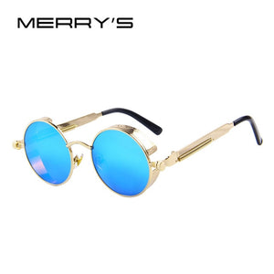 MERRY'S Phụ Nữ Cổ Điển Steampunk Sunglasses Thiết Kế Thương Hiệu Round Sunglasses Oculos de sol UV400