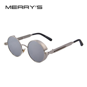 MERRY'S Phụ Nữ Cổ Điển Steampunk Sunglasses Thiết Kế Thương Hiệu Round Sunglasses Oculos de sol UV400