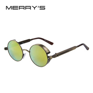 MERRY'S Phụ Nữ Cổ Điển Steampunk Sunglasses Thiết Kế Thương Hiệu Round Sunglasses Oculos de sol UV400