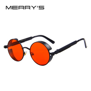 MERRY'S Phụ Nữ Cổ Điển Steampunk Sunglasses Thiết Kế Thương Hiệu Round Sunglasses Oculos de sol UV400