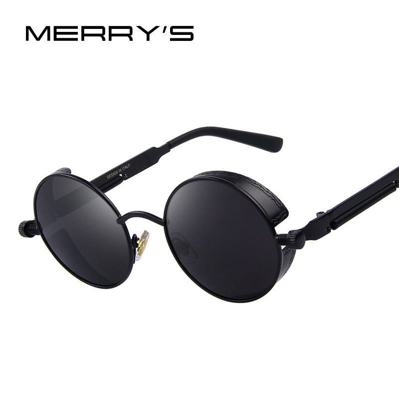 MERRY'S Phụ Nữ Cổ Điển Steampunk Sunglasses Thiết Kế Thương Hiệu Round Sunglasses Oculos de sol UV400