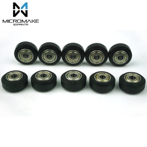 Micromake 3D Printer Parts 10pcs High tolerance CNC Solid V Wheel Kit for V-slot Delrin Precise POM V slot Wheel