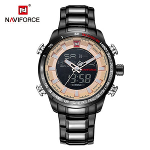 NAVIFORCE Mens Quartz Analog Xem Thời Trang Sang Trọng Sport Đồng Hồ Đeo Tay Không Gỉ Chống Thấm Nước Nam Đồng Hồ Đồng Hồ Relogio Masculino