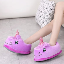 NEW Winter lovely Home flock latex solid indoor plush unicorn slippers house mules platform flip flops shoes pink purple white