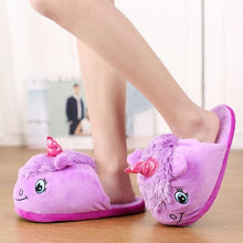 NEW Winter lovely Home flock latex solid indoor plush unicorn slippers house mules platform flip flops shoes pink purple white