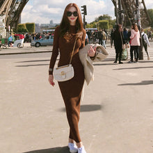 New Long Sweater Knitted Dress Women Spring Autumn Fashion Elastic Slim Dresses Sexy Long Sleeve Ladies Bodycon Robe Dress 532