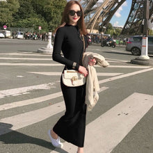 New Long Sweater Knitted Dress Women Spring Autumn Fashion Elastic Slim Dresses Sexy Long Sleeve Ladies Bodycon Robe Dress 532