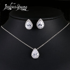 Nigeria Water Drop Cubic Zirconia Cưới Trang Sức Thiết inlay Sang Trọng Pha Lê Bridal Jewelry Đặt Quà Tặng Cho Phù Dâu AS099