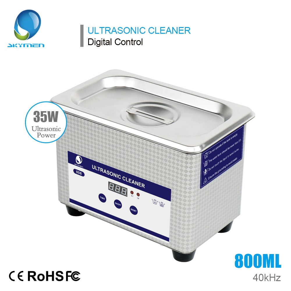 SKYMEN ultrasonic bath  for manicure  0.8L digital ultrasonic cleaner for dental watch jewelry with metal basket free shipping