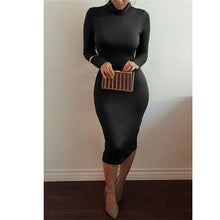 Sexy Women Bandage Dress Autumn Turtleneck Slim Long Sleeve Bodycon Dress Fashion High Neck Club Sheath Wrap Dresses HO950173