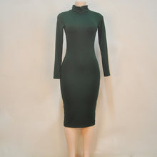 Sexy Women Bandage Dress Autumn Turtleneck Slim Long Sleeve Bodycon Dress Fashion High Neck Club Sheath Wrap Dresses HO950173