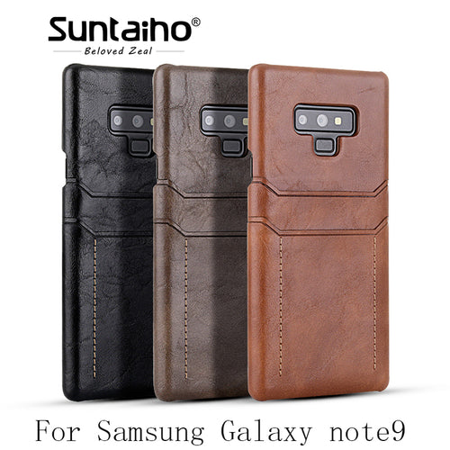 Suntaiho Retro PU Leather Case for Samsung Galaxy s9 plu for Samsung Galaxy note9 Galaxy s8 View Card Slot for Galaxy Note8 case