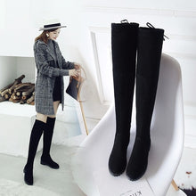 Thigh High Boots Female Winter Boots Women Over the Knee Boots Flat Stretch Sexy Fashion Shoes 2018 Black XL34--41 riding boots