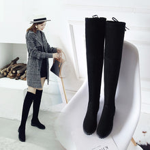 Thigh High Boots Female Winter Boots Women Over the Knee Boots Flat Stretch Sexy Fashion Shoes 2018 Black XL34--41 riding boots