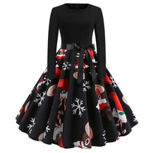 Toppick 2018 Elegant Christmas Dress Women Winter Vintage Dresses Robe femme Casual Long Sleeve Swing Pinup Midi Dress Plus Size