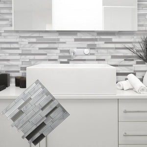 Trắng Xám Khảm Đá Cẩm Thạch Peel và Stick Tường Gạch Tự dính Backsplash DIY Bếp Phòng Tắm Home Tường Decal Sticker Vinyl 3D