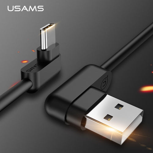 USAMS Loại C Cáp Dữ Liệu L Uốn USB C Cáp Phí cho Samsung Xiaomi Dữ Liệu Sync USB Điện Thoại Cáp Nhanh Chóng sạc Cáp loại-c