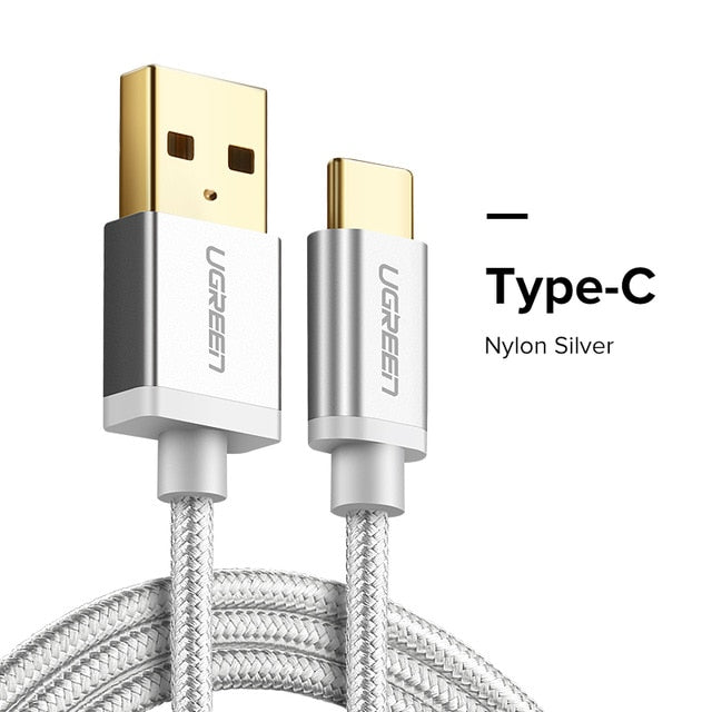 Ugreen Nylon USB Type C Cable for Samsung Galaxy Note 9 S9 S8 Fast Charging Data Cable for Xiaomi Mi6 Huawei Nexus 6P USB Type-C