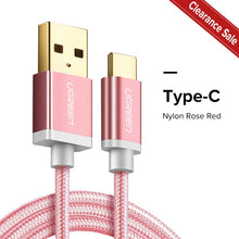 Ugreen Nylon USB Type C Cable for Samsung Galaxy Note 9 S9 S8 Fast Charging Data Cable for Xiaomi Mi6 Huawei Nexus 6P USB Type-C