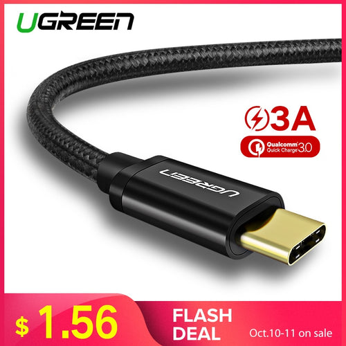 Ugreen Nylon USB Type C Cable for Samsung Galaxy Note 9 S9 S8 Fast Charging Data Cable for Xiaomi Mi6 Huawei Nexus 6P USB Type-C