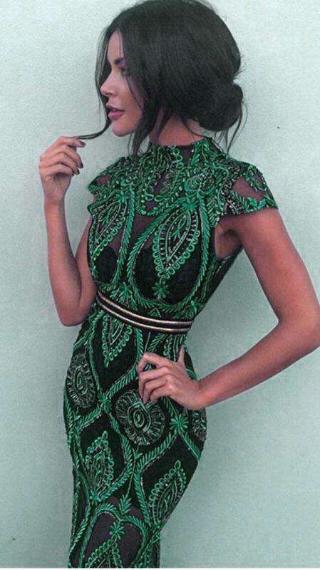 Women Sexy Short Sleeve Sequins Green Women Fashion Dress 2018 Knitted Elastic Party Dress